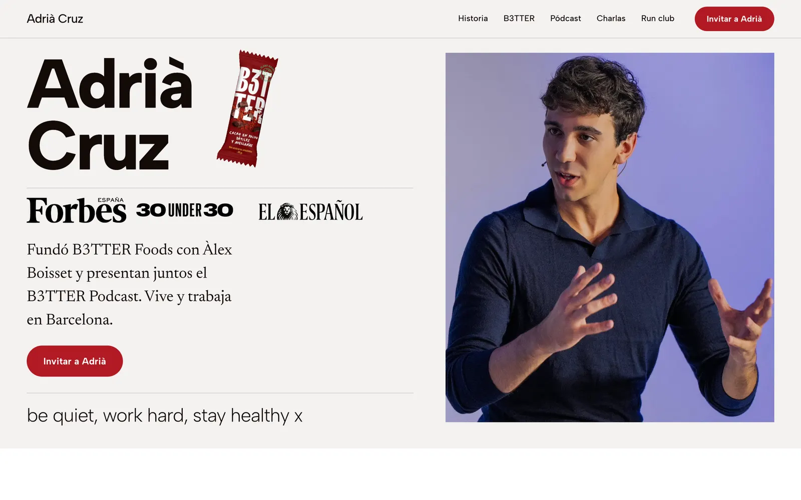 La web de Adrià Cruz en el ordenador.