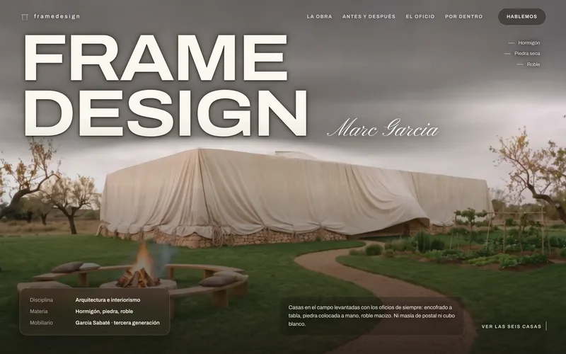 La web de framedesign en el ordenador, tal como está publicada.